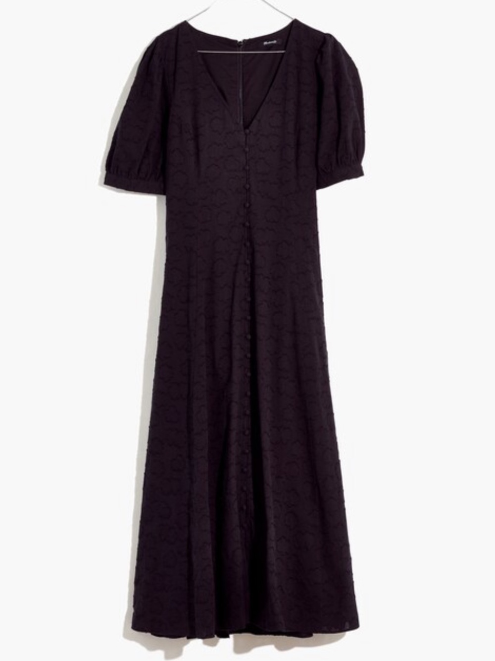 Madewell Floral Jacquard Puff-Sleeve Button-Front Midi Dress Size 00